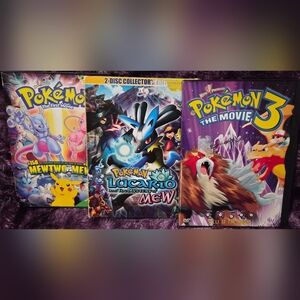 Pokemon DVD Bundle (Mewtwo Vs Mew/Lucario An The Mystery Of The Mew/Pokemon 3